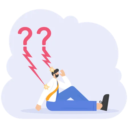 Businessman attacked by thunder question mark  Illustration