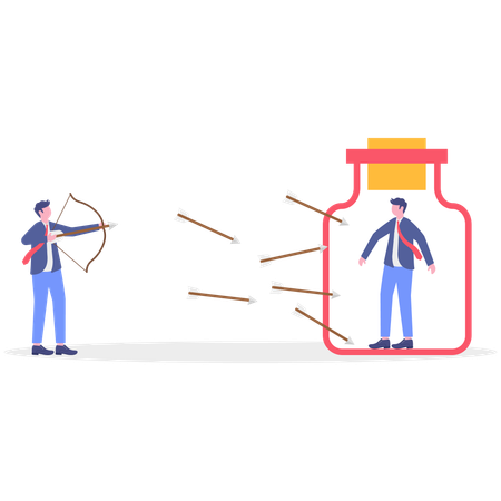 Businessman attacks employee's freedom  Illustration