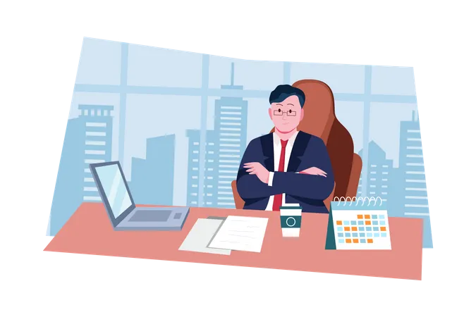 Businessman attending online meeting Illustration