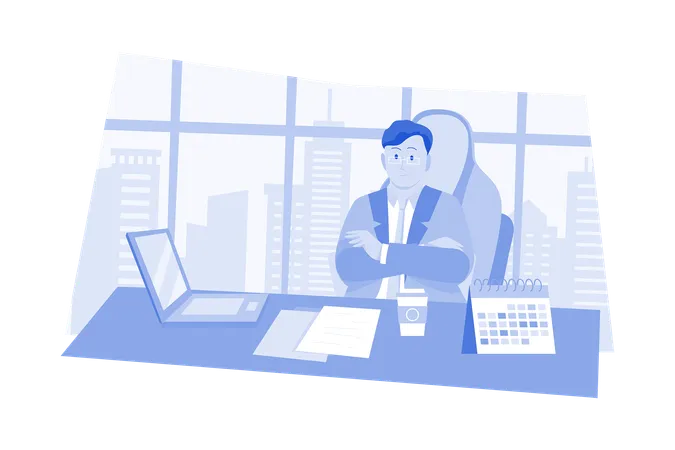 Businessman attending online meeting  Illustration