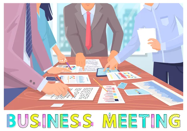 Businessman attends business meeting  Illustration