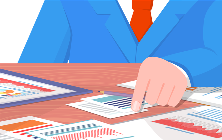 Businessman attends business meeting  Illustration
