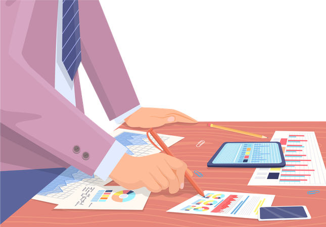 Businessman attends business meeting  Illustration