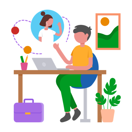 Businessman doing Client Meeting  Illustration