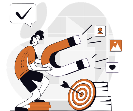 Businessman attract customers for target achievement  Illustration