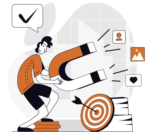 Businessman attract customers for target achievement  Illustration