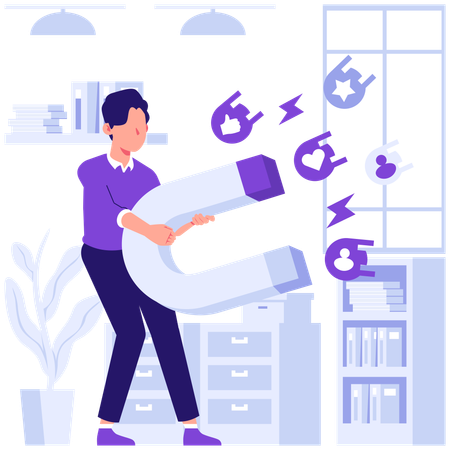 Businessman attracting business customer  Illustration