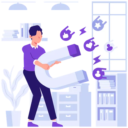 Businessman attracting business customer  Illustration