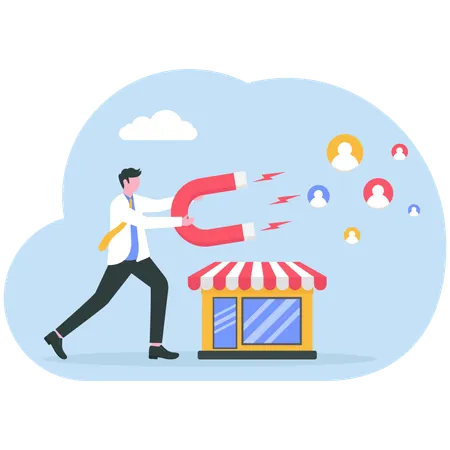 Businessman attracting business customer  Illustration