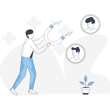 Businessman Attracting people on social media  Illustration