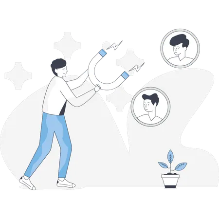 Businessman Attracting people on social media  Illustration