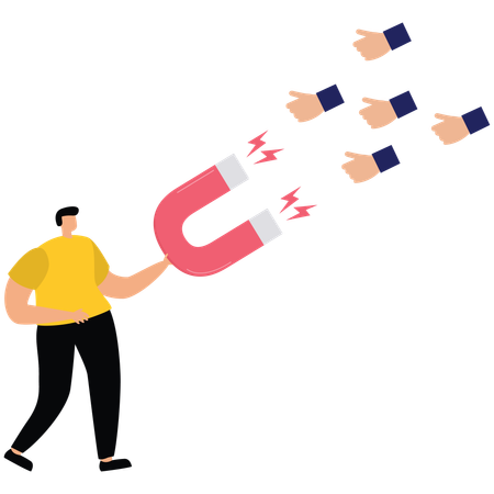 Businessman attracting social media reaction  Illustration
