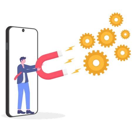 Businessman attracts clients towards him  Illustration
