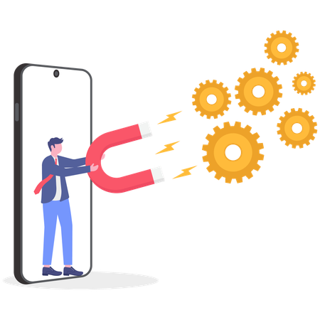 Businessman attracts clients towards him  Illustration