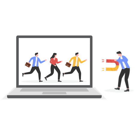 Businessman attracts new employees  Illustration