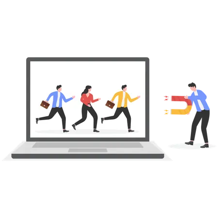 Businessman attracts new employees  Illustration