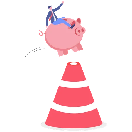 Businessman avoid  hurdle  Illustration