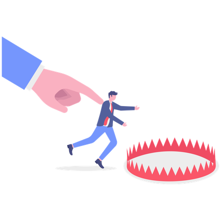 Businessman Avoiding business trap  Illustration