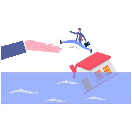 Businessman avoiding disasters  Illustration