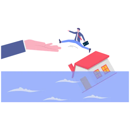 Businessman avoiding disasters  Illustration