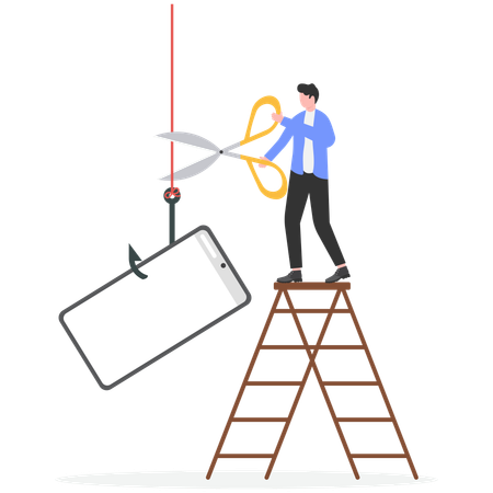 Businessman avoiding online phishing  Illustration