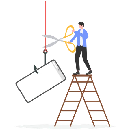 Businessman avoiding online phishing  Illustration