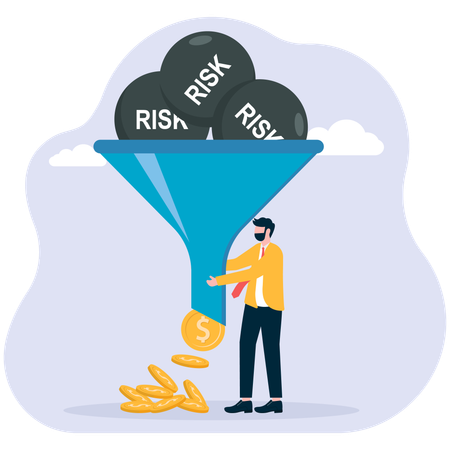 Businessman avoiding risks  Illustration