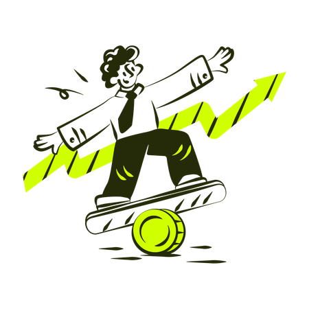 Businessman Balanced Financial Report  Illustration