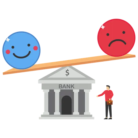 Businessman balances bank transactions  Illustration