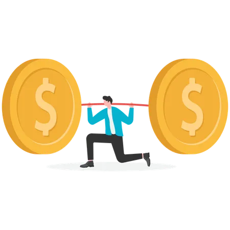 Businessman balances business finances  Illustration