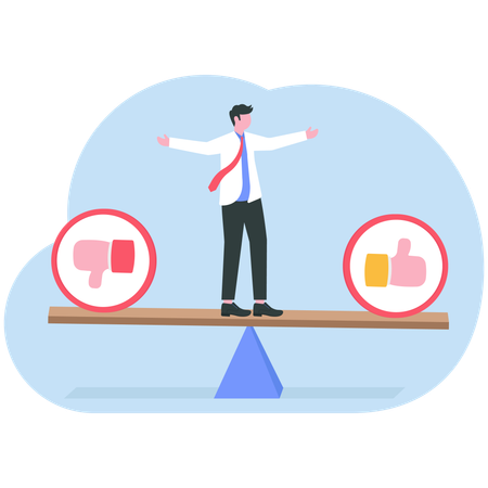 Businessman balances feedback  Illustration
