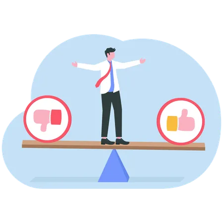 Businessman balances feedback  Illustration