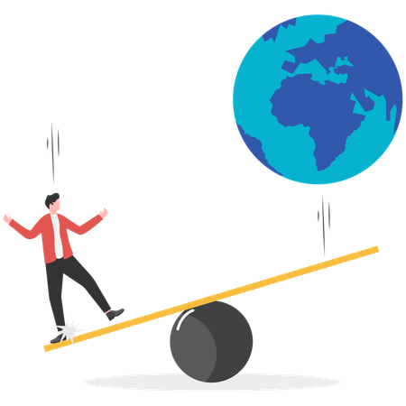 Businessman balances international trade  Illustration