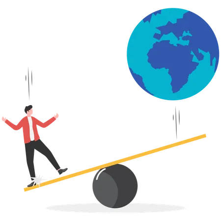 Businessman balances international trade  Illustration