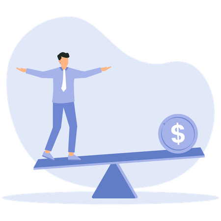 Businessman balances money  Illustration