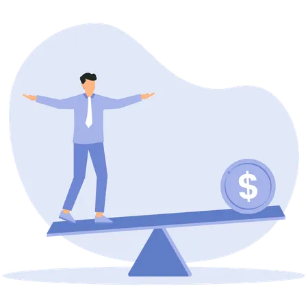 Businessman balances money  Illustration