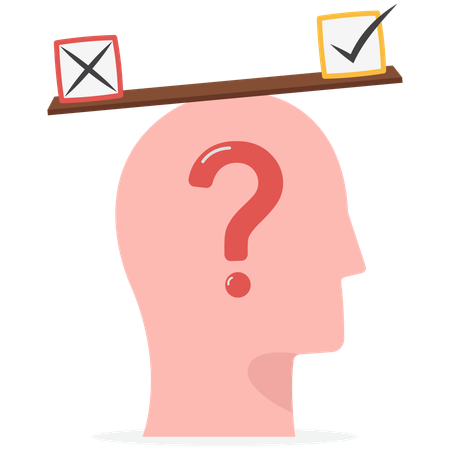 Businessman balances right and wrong  Illustration