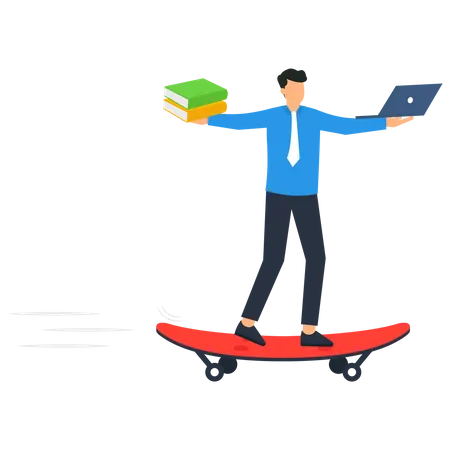 Businessman balances work and education  Illustration