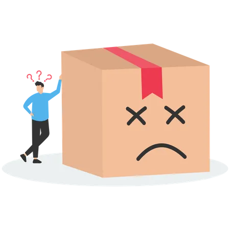 Businessman balancing a smile and a sad face  Illustration