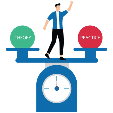 Businessman balancing balls on scale that symbolize harmony and equity  Illustration