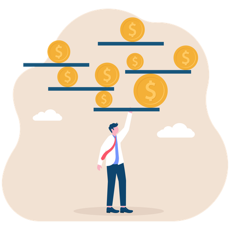 사업 재정을 균형 있게 관리하는 사업가  일러스트레이션