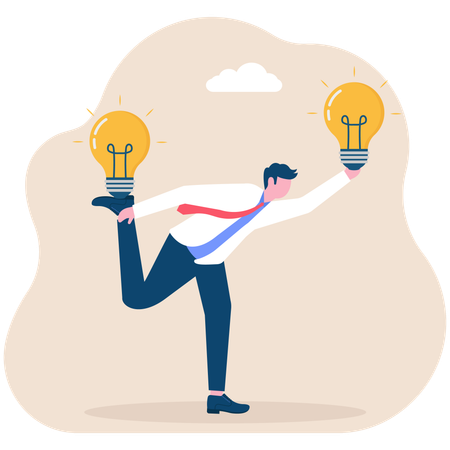 Businessman balancing business idea  Illustration