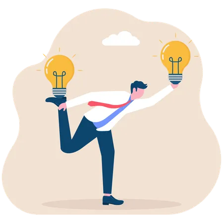 Businessman balancing business idea  Illustration