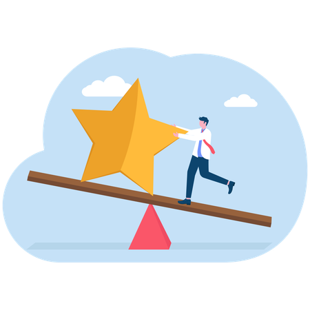 Businessman balancing business rating  Illustration