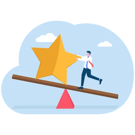 Businessman balancing business rating  Illustration