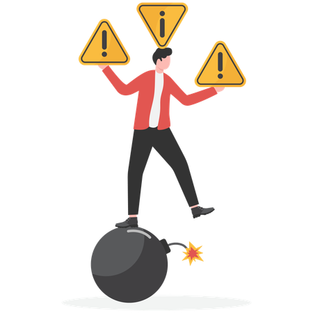 Businessman balancing business risk  Illustration