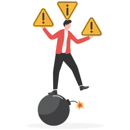 Businessman balancing business risk  Illustration