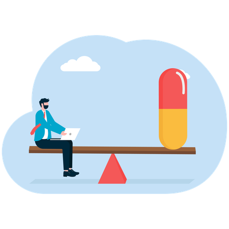 Businessman balancing business scale  Illustration