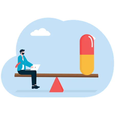 Businessman balancing business scale  Illustration