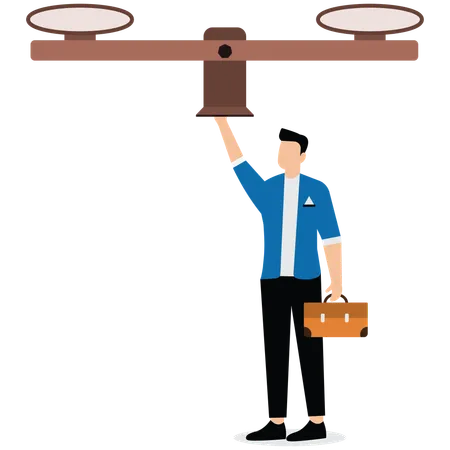 Businessman balancing business scale  Illustration